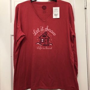 NWT LIFE IS GOOD WINTER SNOW HOUSE LONG SLEEVE TEE